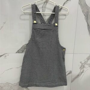Max Studio Girls Black and White Houndstooth Overall Dress